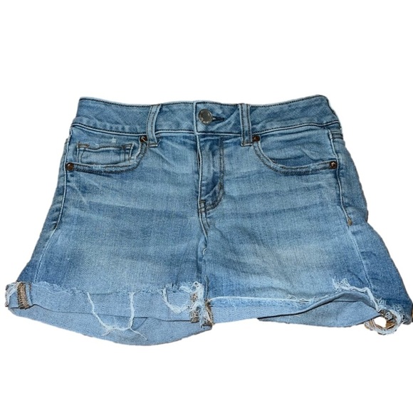 American Eagle Outfitters Pants - 𝅺American Eagle Light Wash Hi-Rise Shortie - 4